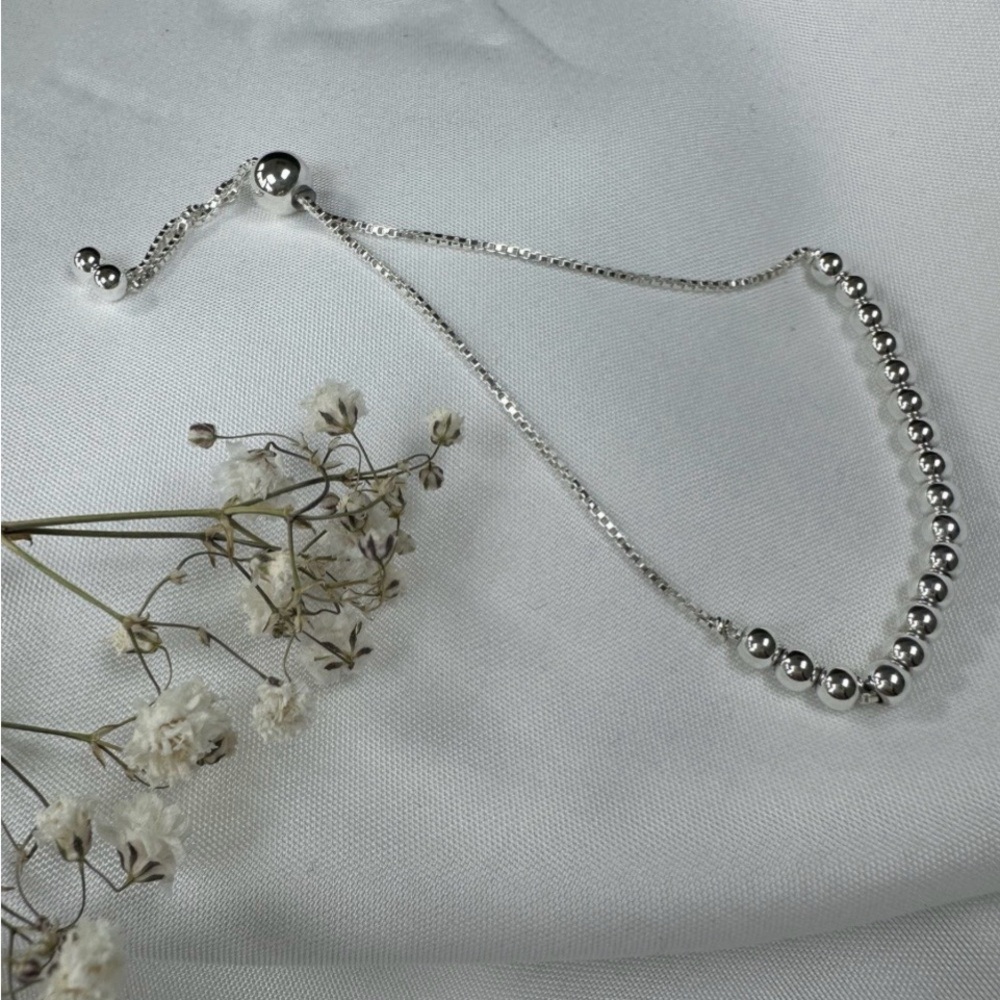 Sterling Silver Box Chain & Large Bead Chain Adjustable Bracelet